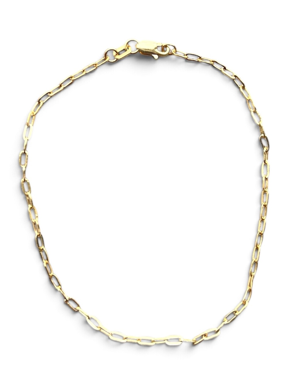 10K Solid Gold Paperclip Chain 7” Bracelet
